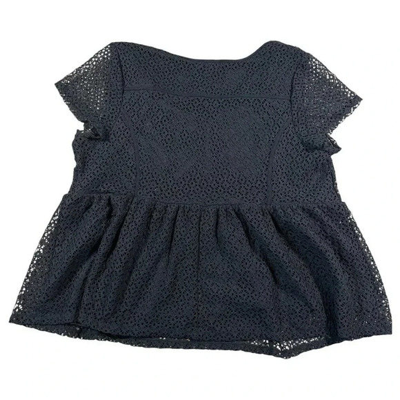 Lane Bryant Navy Blue Peplum Top Blouse Crochet Lace Lined V-Neck Size 22 24 - Picture 7 of 7